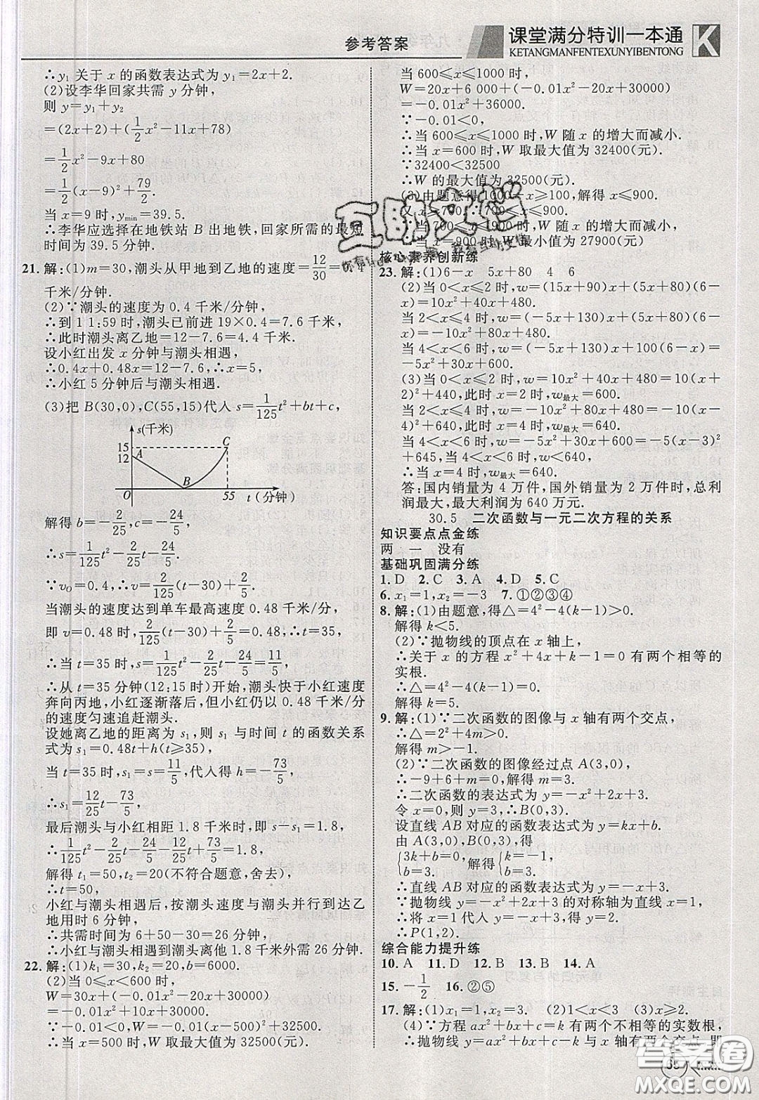 2020年贏在課堂滿分特訓(xùn)一本通九年級(jí)下冊(cè)數(shù)學(xué)冀教版參考答案