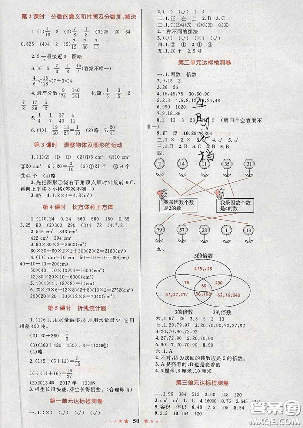 2020新版小學(xué)同步測(cè)控全優(yōu)設(shè)計(jì)超人天天練五年級(jí)數(shù)學(xué)人教版答案