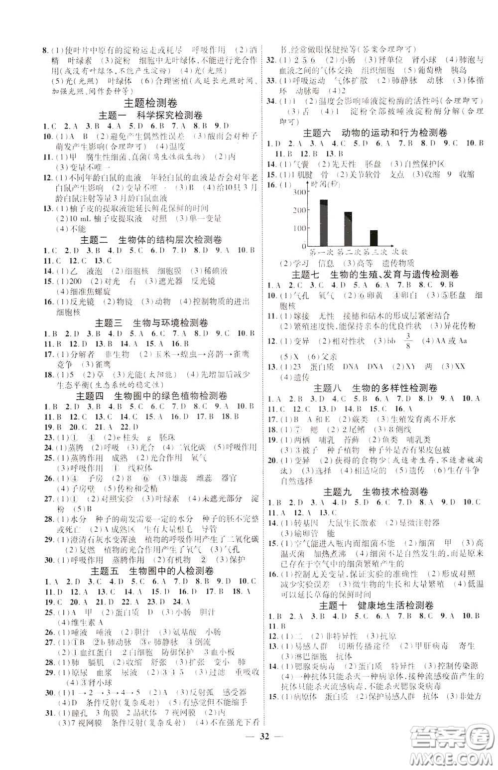 2020升級(jí)版云南中考新突破生物參考答案