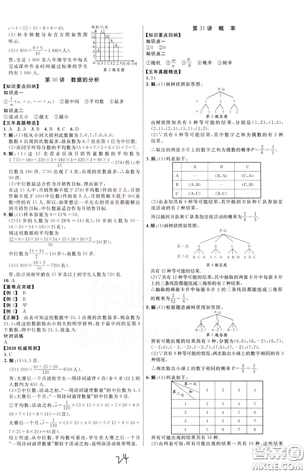 2020升級(jí)版云南中考新突破數(shù)學(xué)參考答案