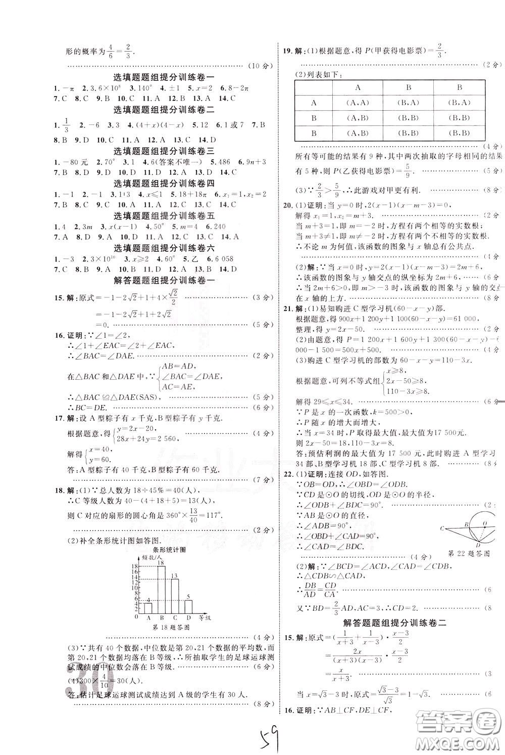 2020升級(jí)版云南中考新突破數(shù)學(xué)參考答案