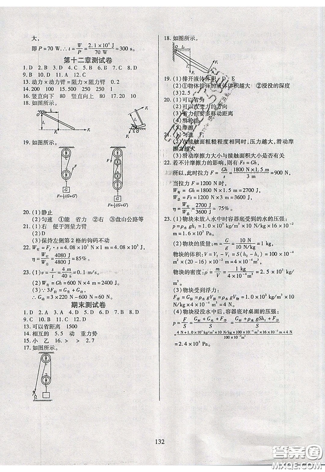 2020年有效課堂課時(shí)導(dǎo)學(xué)案八年級下冊物理人教版參考答案