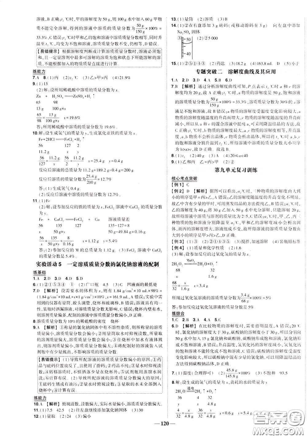 狀元成才路2020年狀元導練九年級下冊化學人教版參考答案