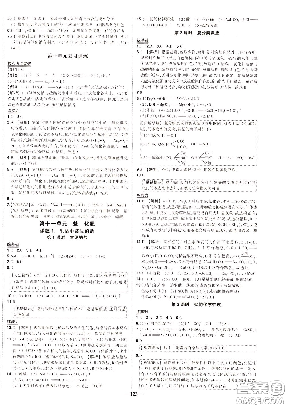 狀元成才路2020年狀元導練九年級下冊化學人教版參考答案