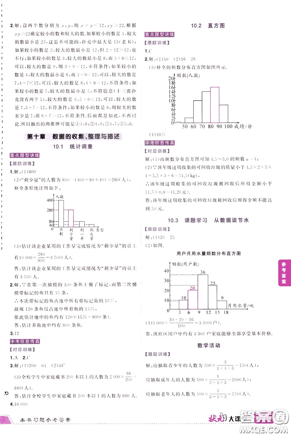 狀元成才路2020年?duì)钤笳n堂導(dǎo)學(xué)案標(biāo)準(zhǔn)本七年級(jí)下冊(cè)數(shù)學(xué)人教版參考答案