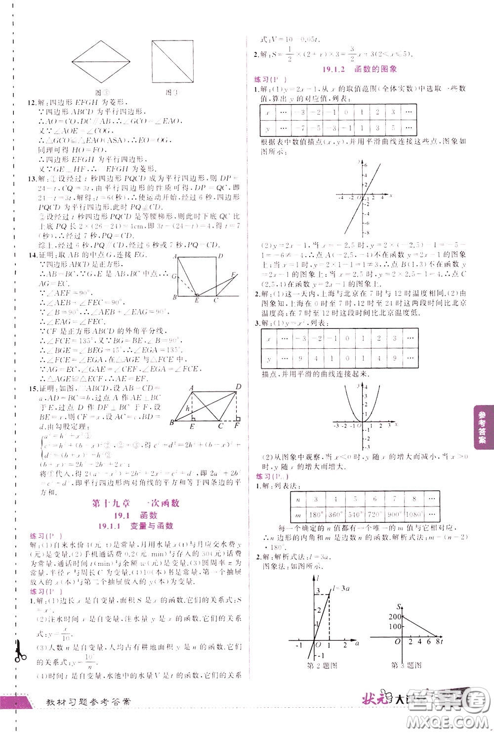 狀元成才路2020年?duì)钤笳n堂導(dǎo)學(xué)案標(biāo)準(zhǔn)本八年級(jí)下冊(cè)數(shù)學(xué)人教版參考答案