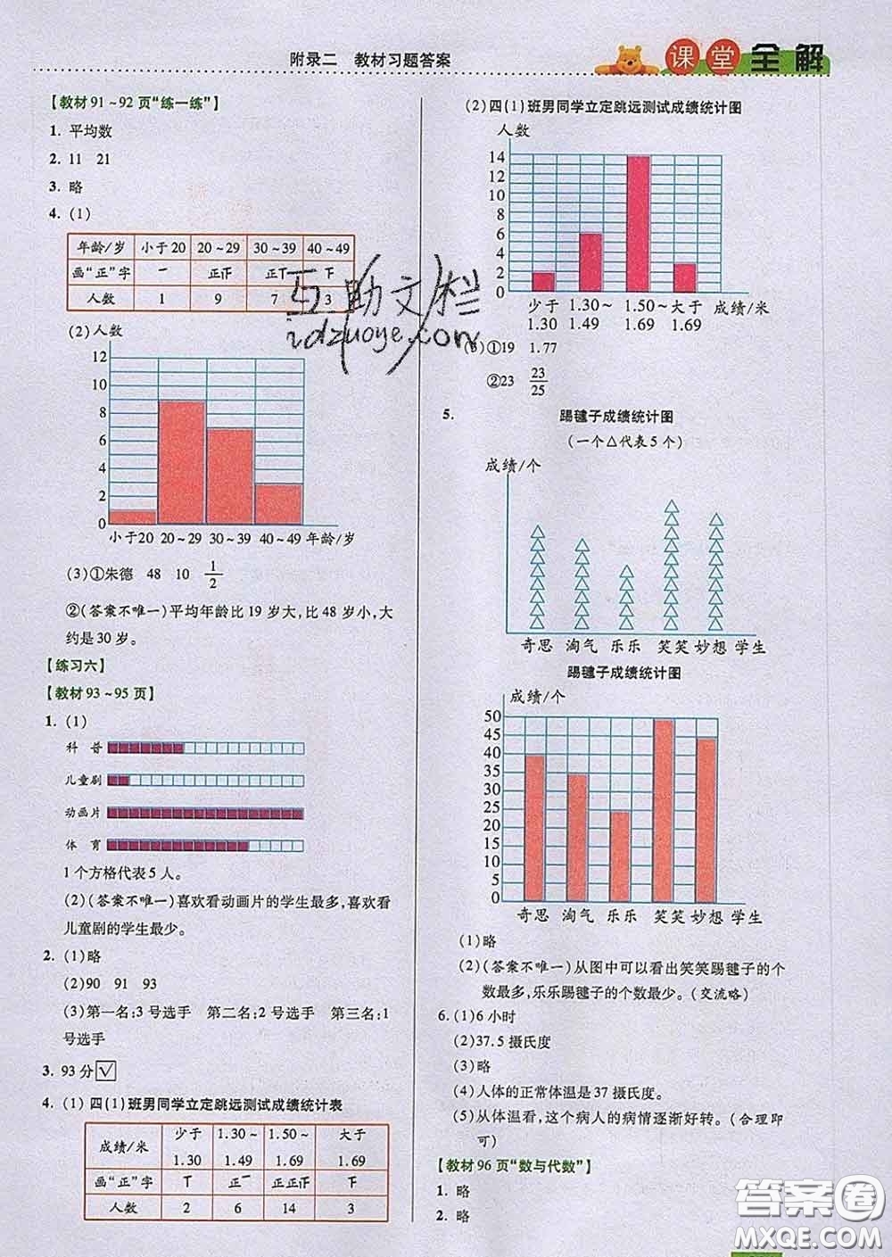 2020新版跳跳熊小學(xué)特級(jí)教師課堂全解四年級(jí)數(shù)學(xué)下冊(cè)北師版答案