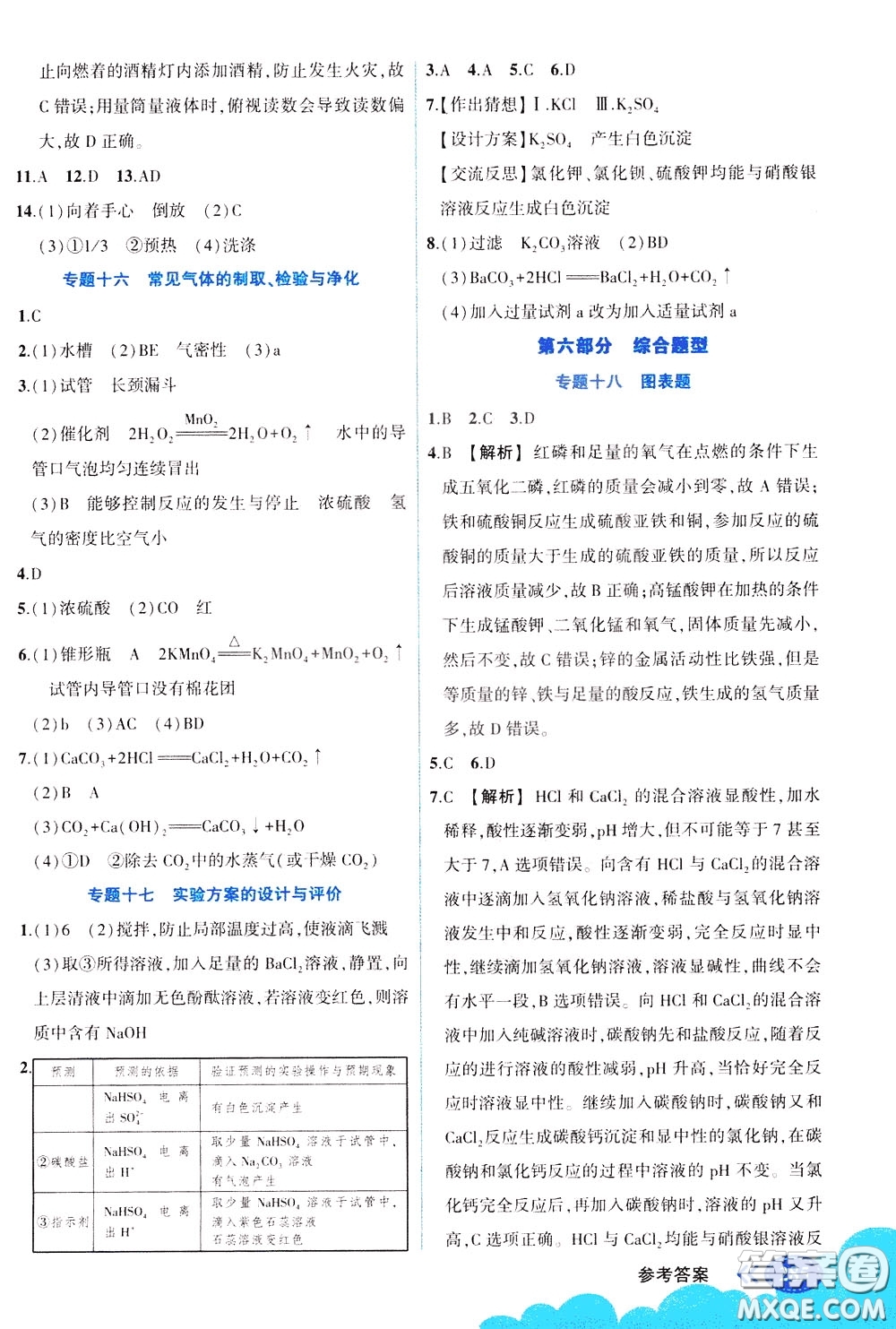 狀元成才路2020版狀元大課堂中考備考集訓九年級下冊化學人教版參考答案