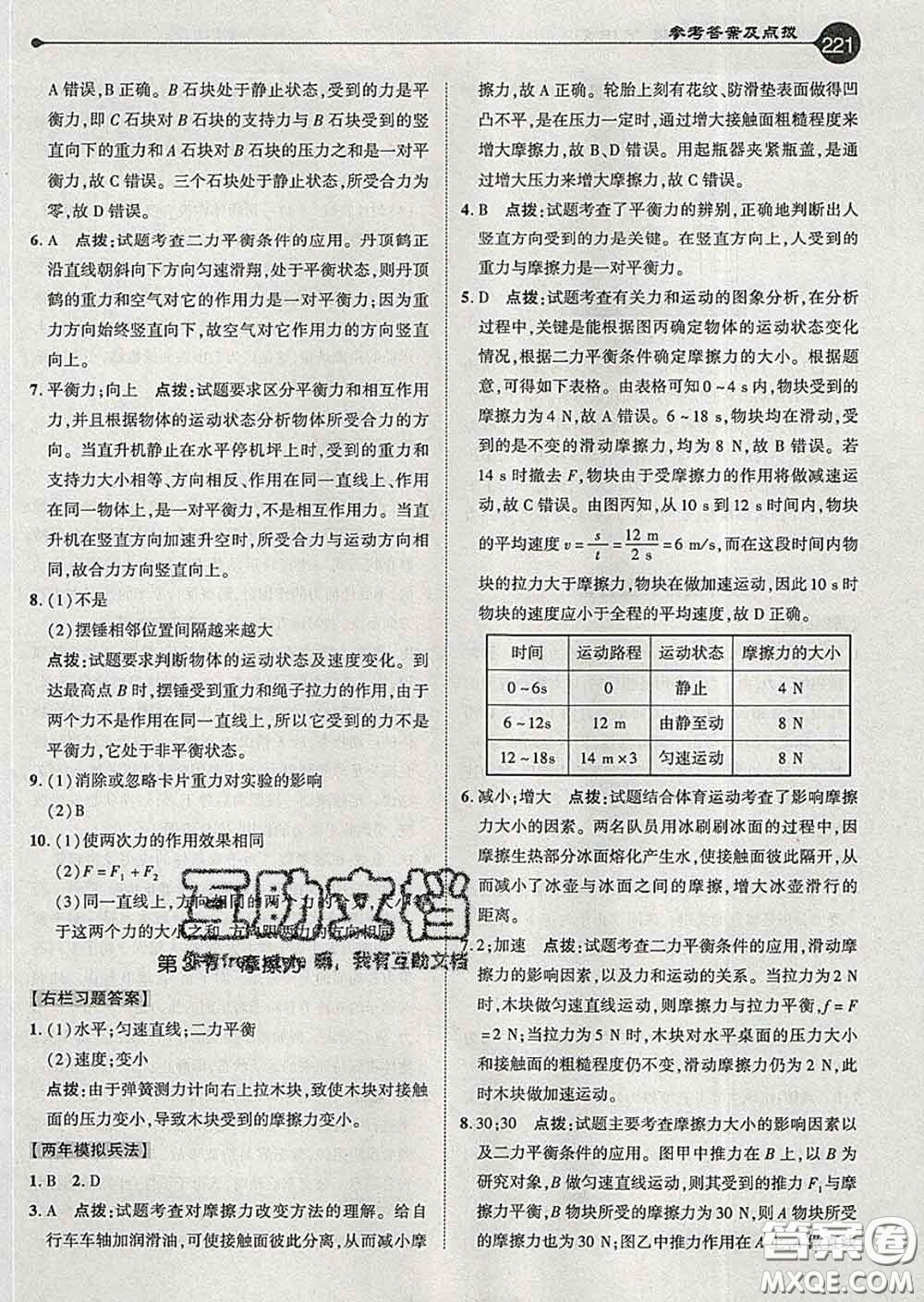 吉林教育出版社2020春特高級(jí)教師點(diǎn)撥八年級(jí)物理下冊(cè)人教版答案