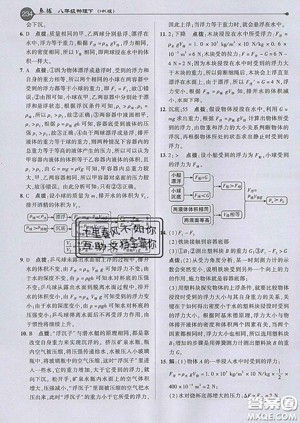 吉林教育出版社2020春特高級(jí)教師點(diǎn)撥八年級(jí)物理下冊(cè)滬科版答案