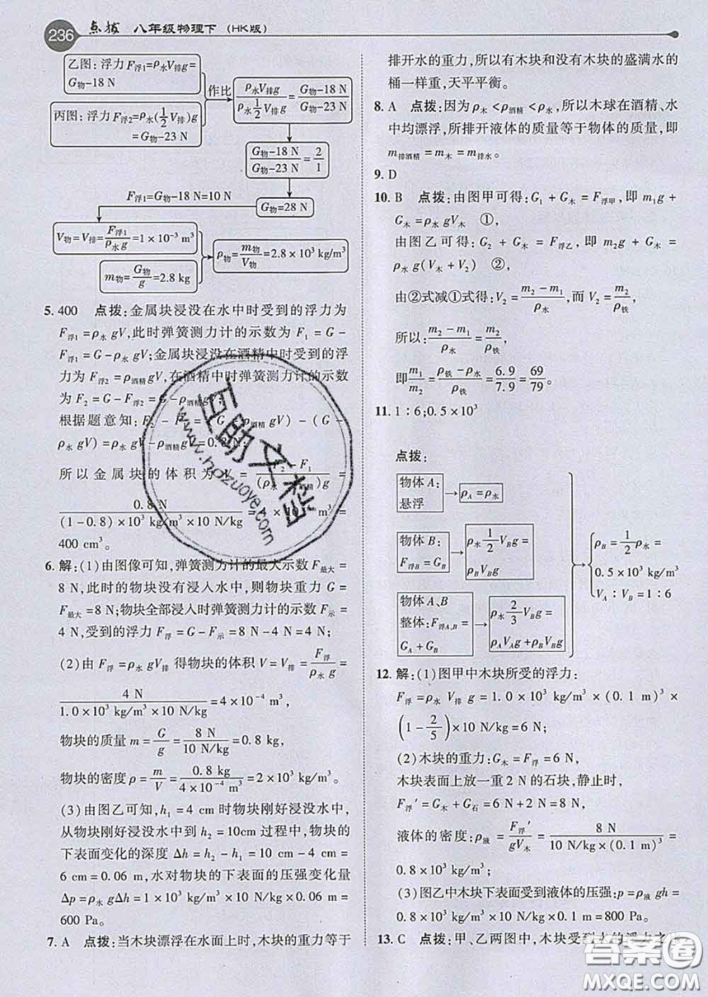 吉林教育出版社2020春特高級(jí)教師點(diǎn)撥八年級(jí)物理下冊(cè)滬科版答案