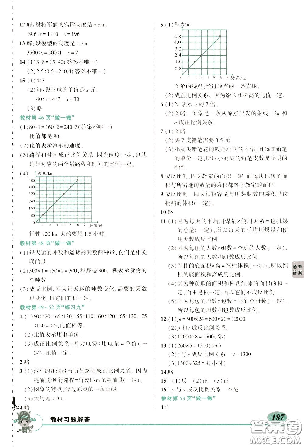 黃岡狀元成才路2020年?duì)钤笳n堂好學(xué)案六年級下冊數(shù)學(xué)人教版參考答案