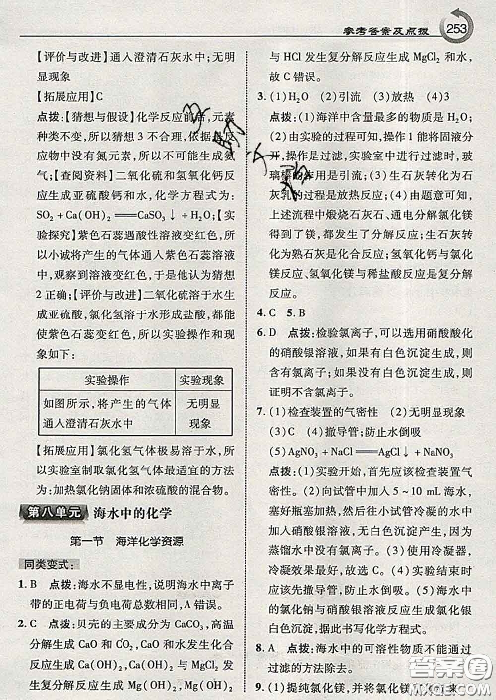 吉林教育出版社2020春特高級教師點(diǎn)撥九年級化學(xué)下冊魯教版答案