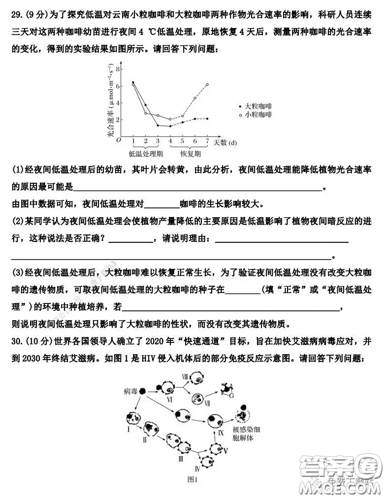 衡水中學(xué)2019-2020學(xué)年度第二學(xué)期高三年級二調(diào)考試?yán)砜凭C合試題及答案