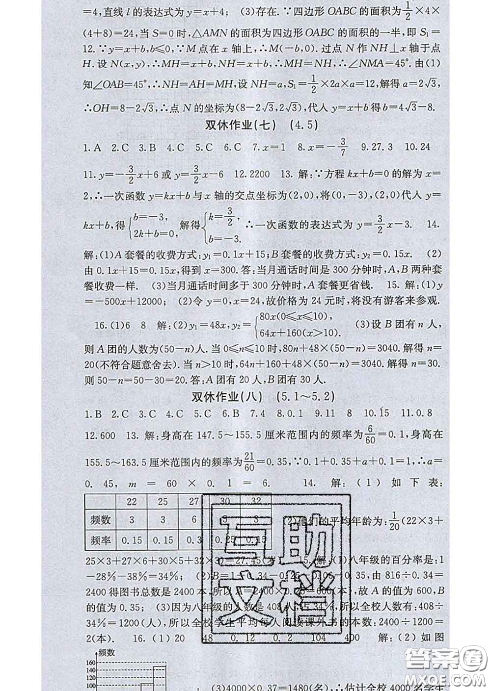 梯田文化2020春課堂點睛八年級數(shù)學下冊湘教版答案