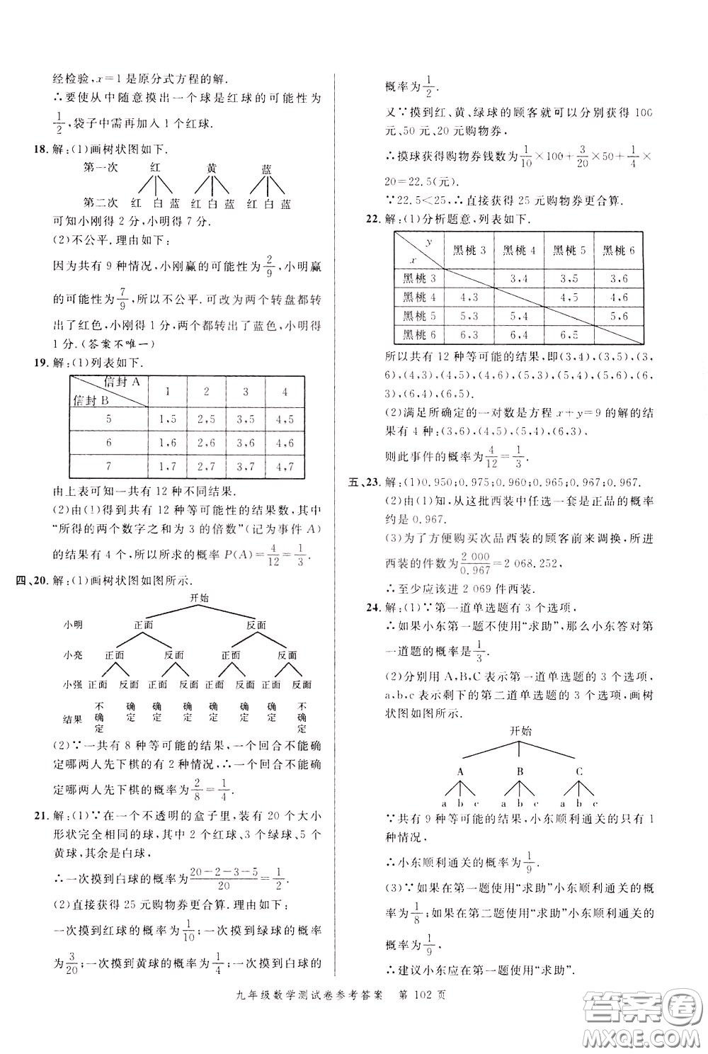 南粵學(xué)典2020年名師金典測試卷數(shù)學(xué)九年級全一冊R人教版參考答案