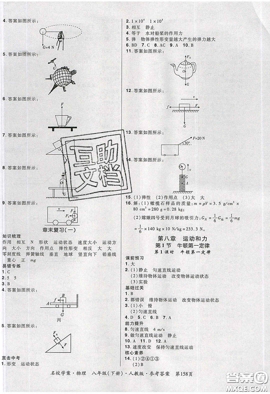 2020年國華作業(yè)本名校學(xué)案八年級物理下冊人教版答案