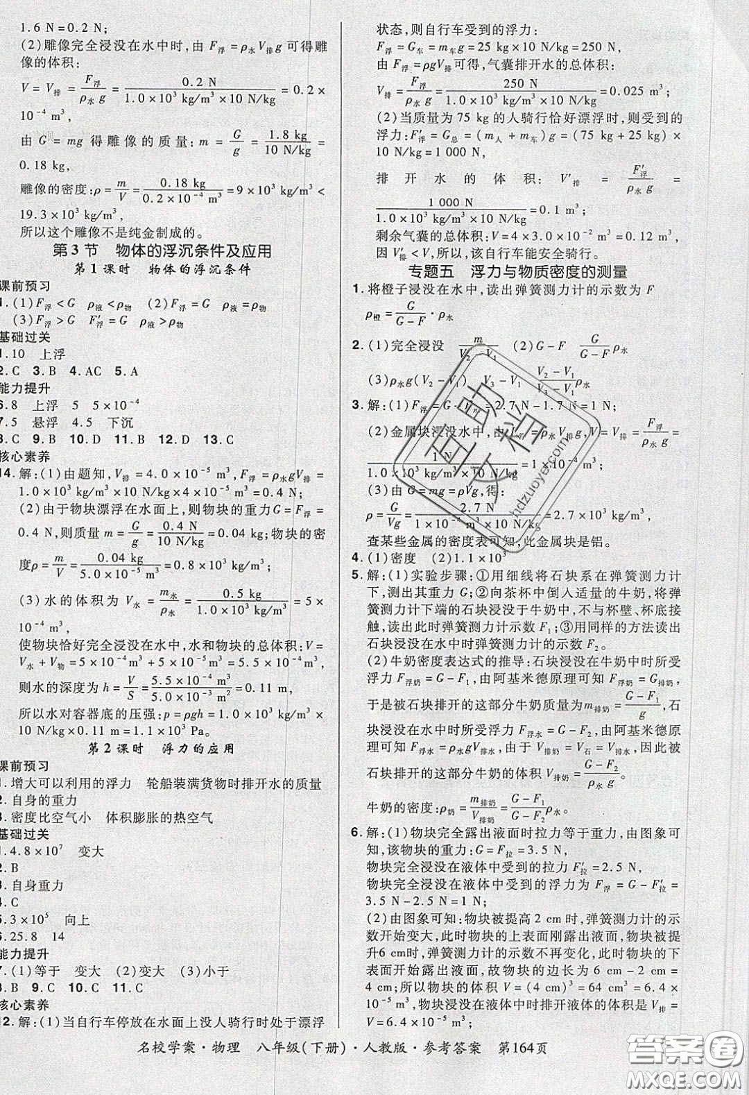 2020年國華作業(yè)本名校學(xué)案八年級物理下冊人教版答案