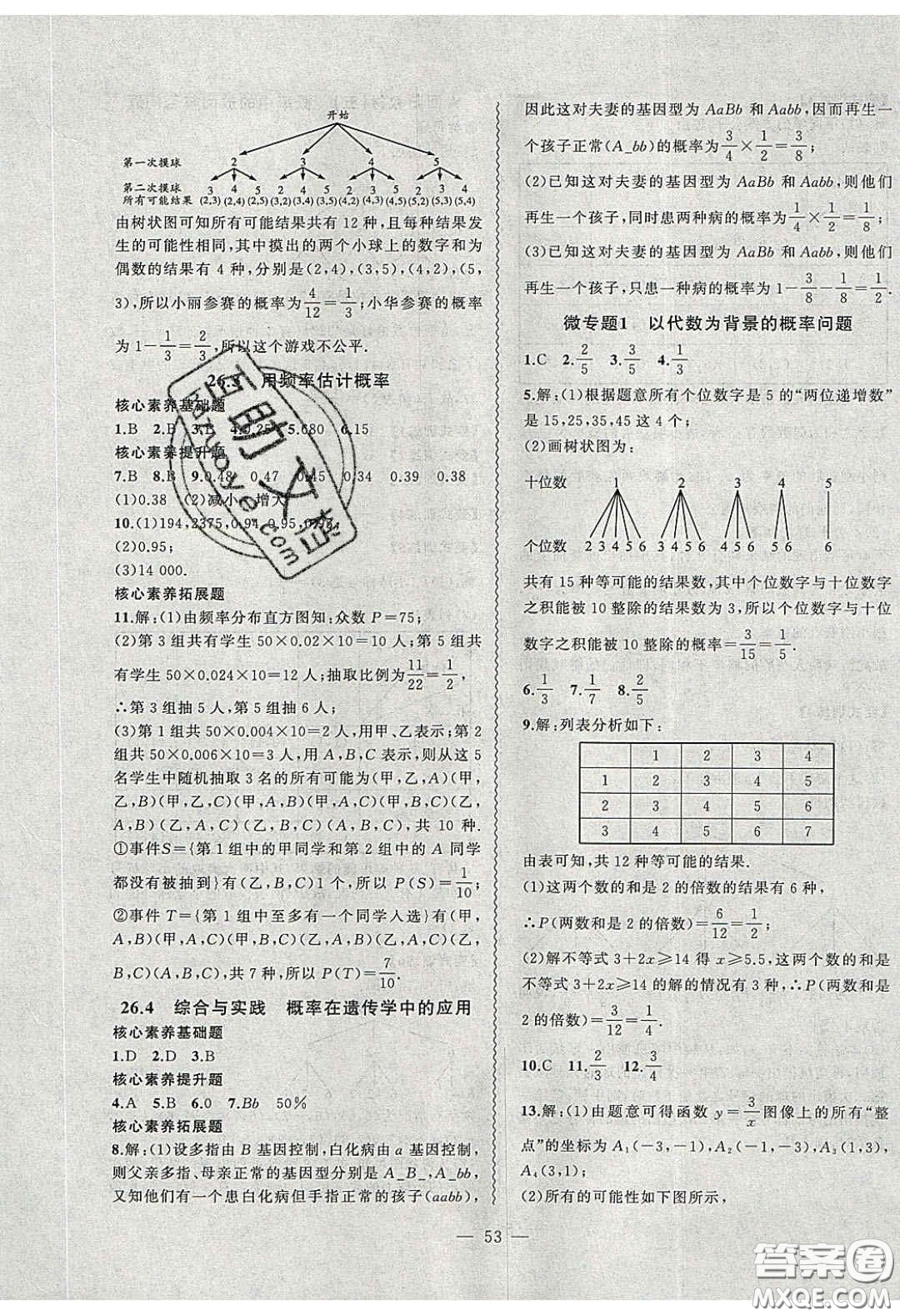 2020年創(chuàng)新課堂創(chuàng)新作業(yè)本九年級數(shù)學下冊滬科版答案