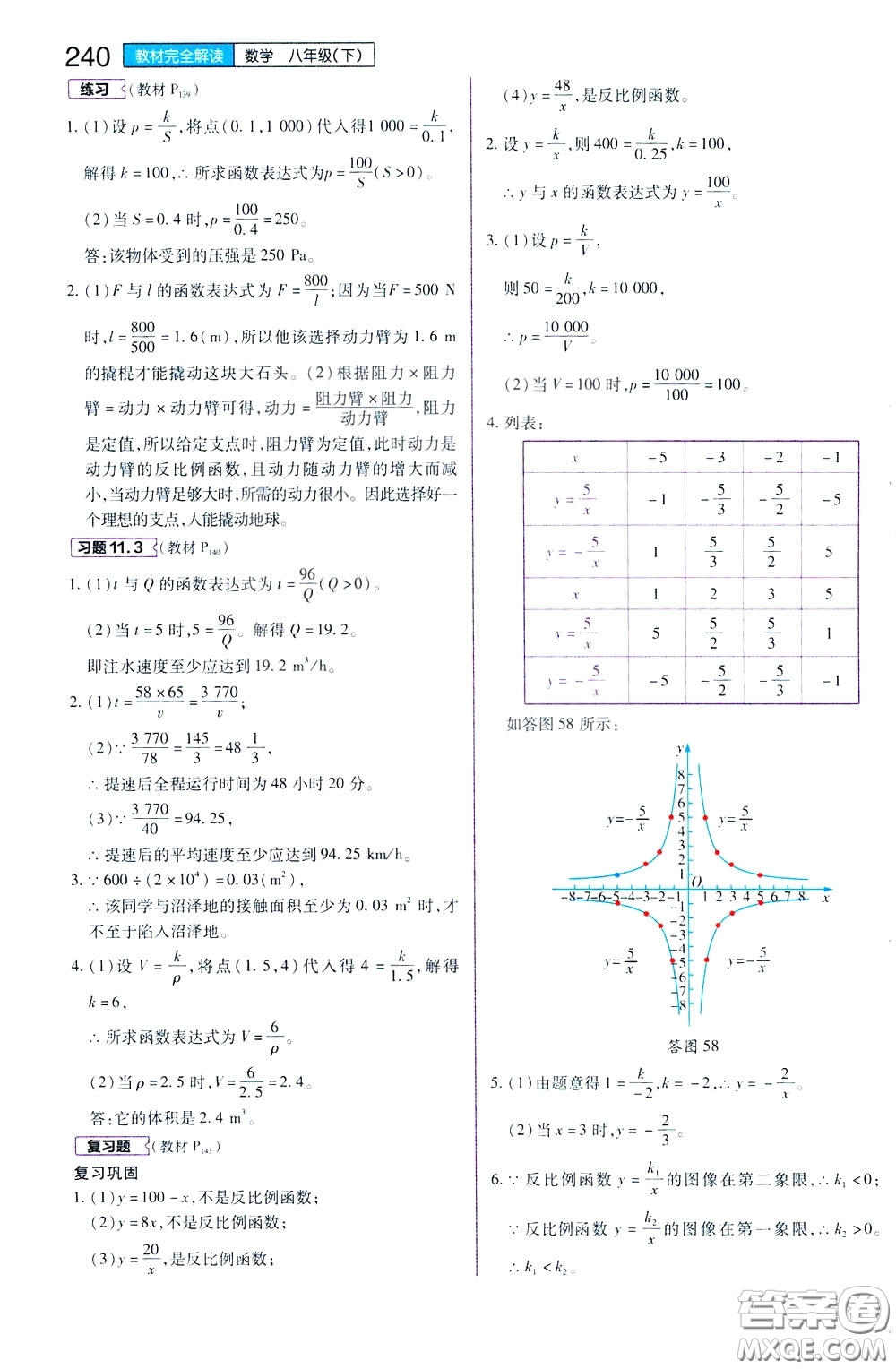 2020年王后雄初中教材完全解讀八年級下冊數(shù)學(xué)SKSX蘇科版參考答案