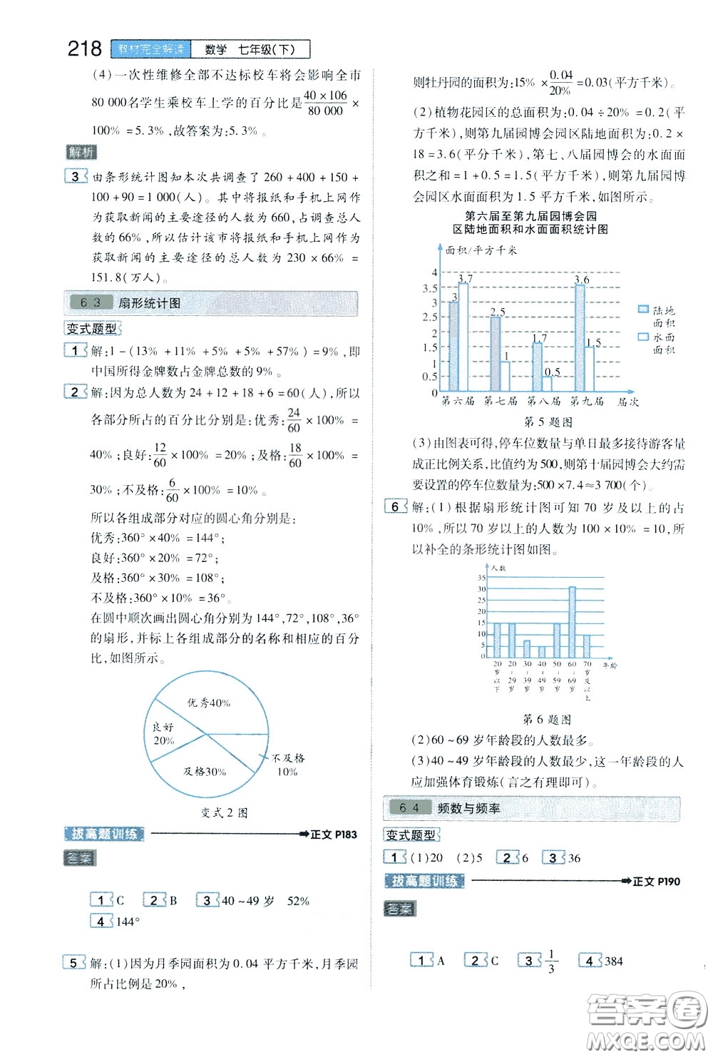 2020年王后雄初中教材完全解讀七年級下冊數學ZJSX浙教版參考答案