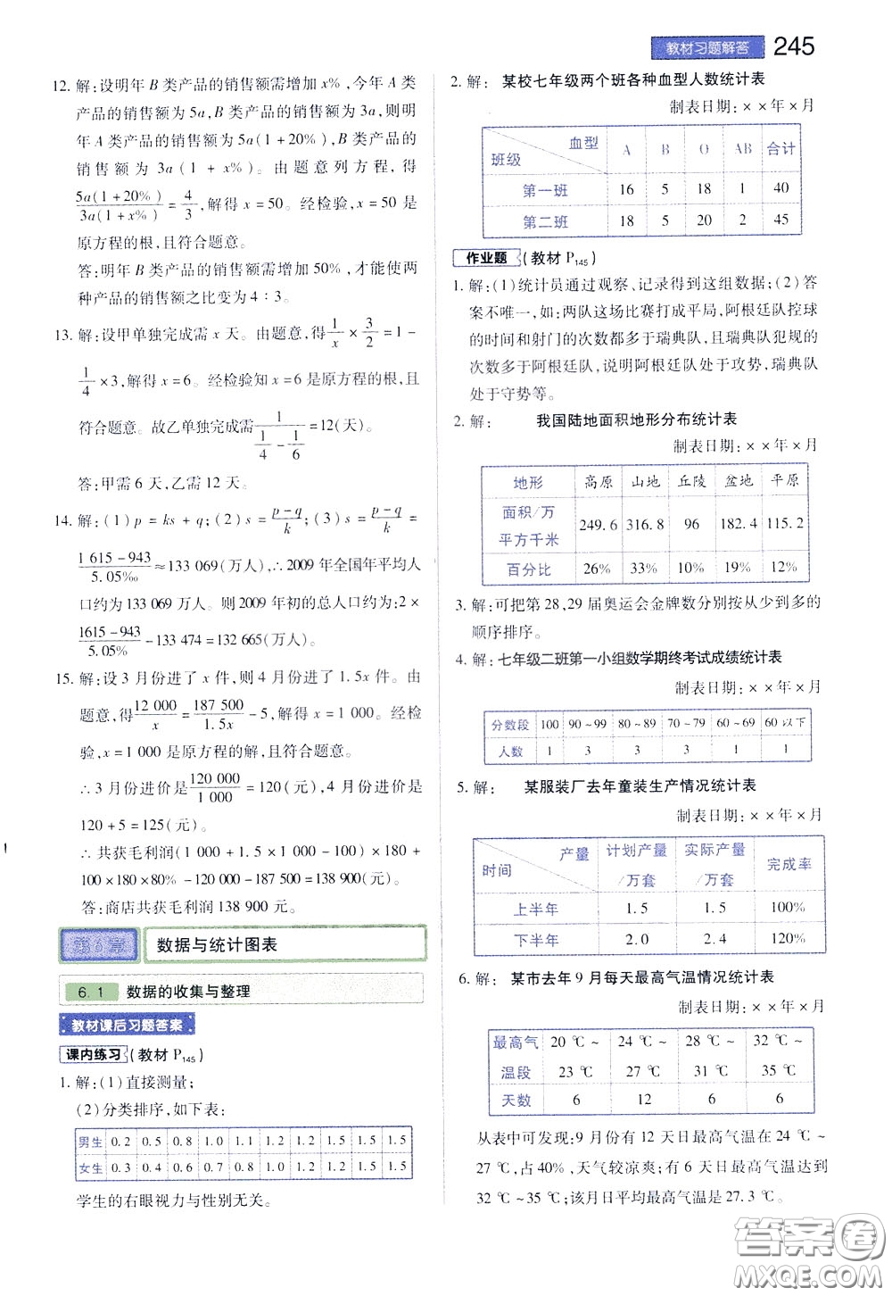 2020年王后雄初中教材完全解讀七年級下冊數學ZJSX浙教版參考答案