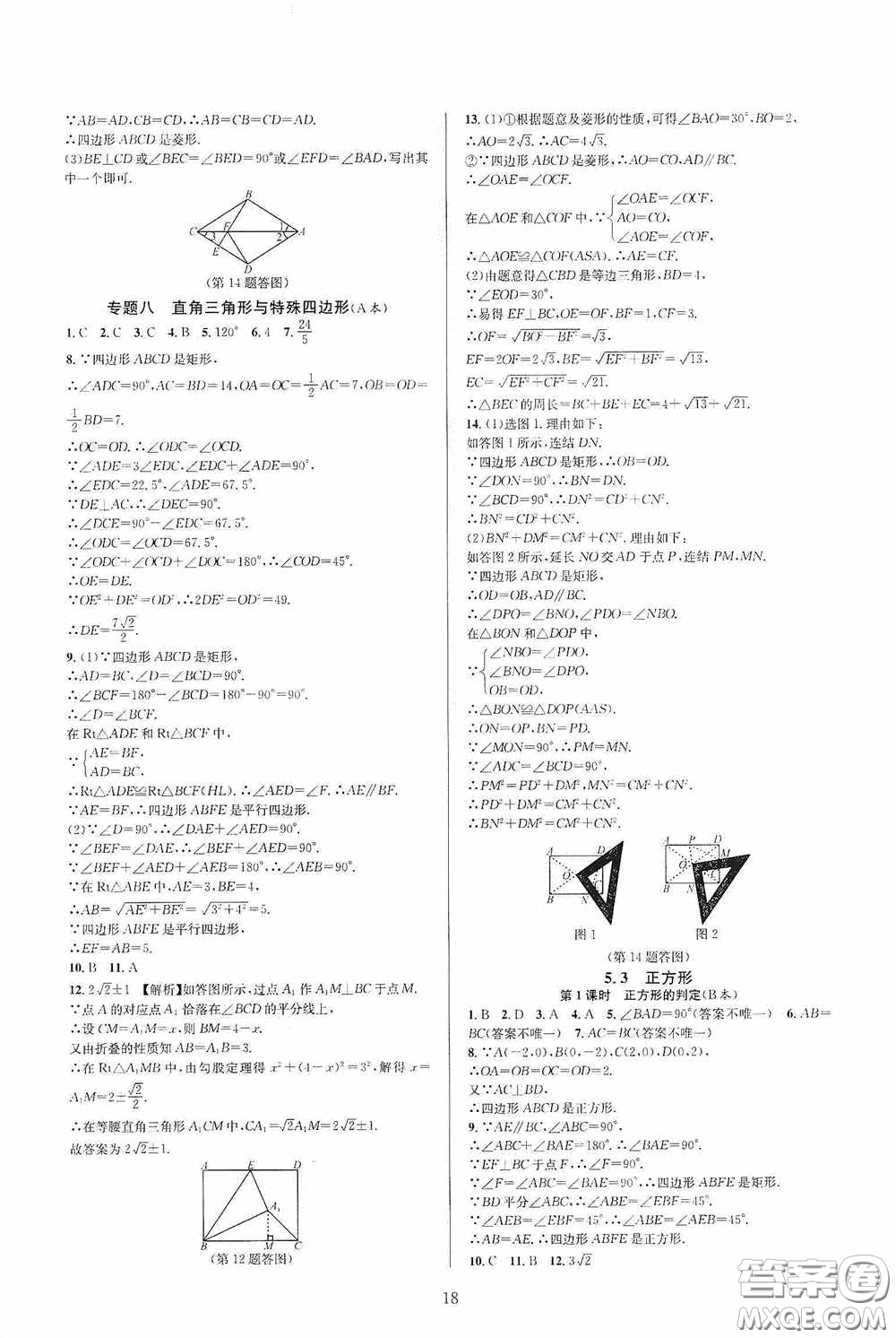 浙江教育出版社2020全優(yōu)新同步八年級數學下冊B本新課標浙版答案