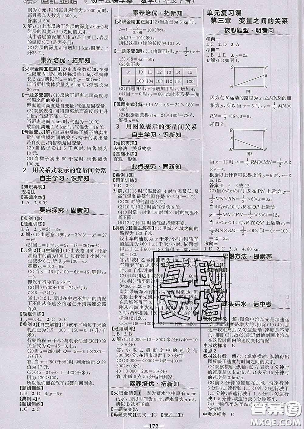 2020新版世紀(jì)金榜金榜學(xué)案七年級數(shù)學(xué)下冊北師版答案