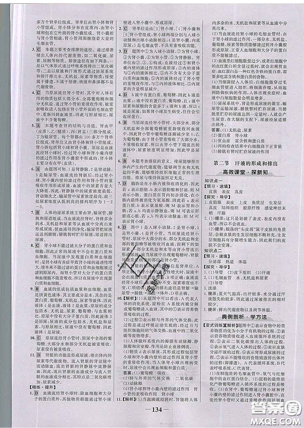 2020新版世紀金榜金榜學(xué)案七年級生物下冊濟南版答案