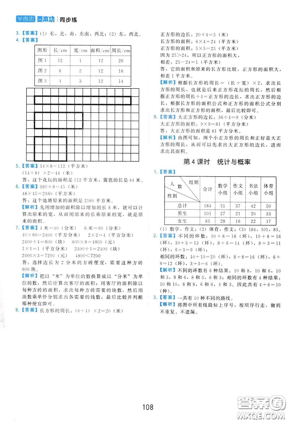 2020年學而思基本功同步練小學數(shù)學3年級下冊RJ人教版參考答案