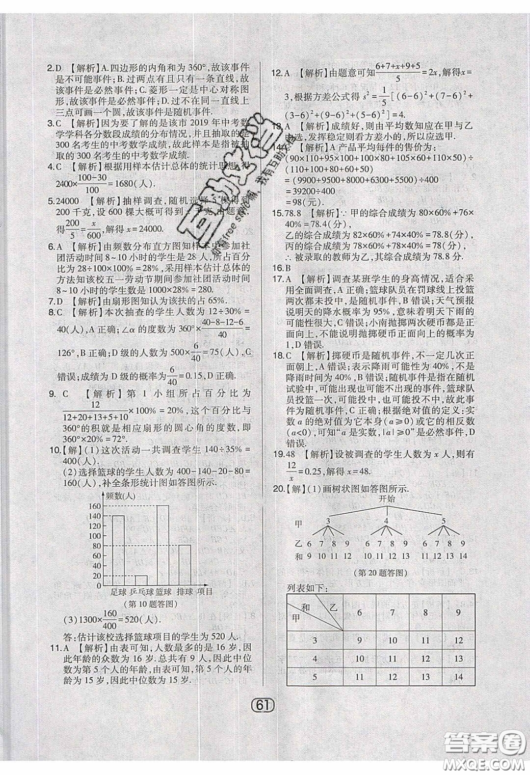 東北師范大學(xué)出版社2020北大綠卡課時(shí)同步講練九年級(jí)數(shù)學(xué)下冊(cè)華東師大版答案