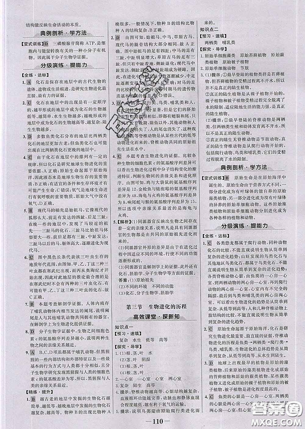 2020新版世紀(jì)金榜金榜學(xué)案八年級生物下冊濟(jì)南版答案