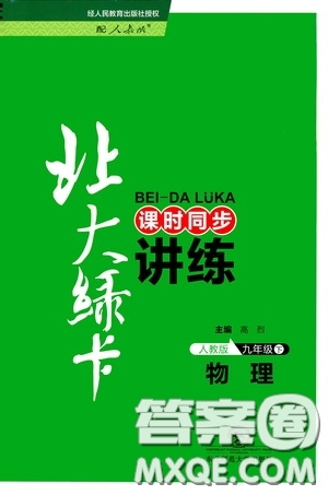 東北師范大學出版社2020北大綠卡課時同步講練九年級物理下冊人教版答案