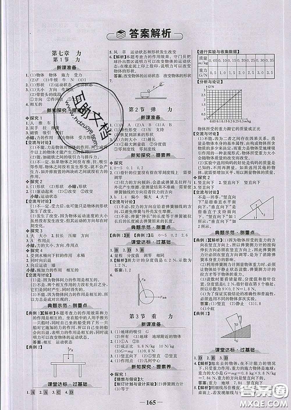 2020新版世紀金榜金榜學案八年級物理下冊人教版答案