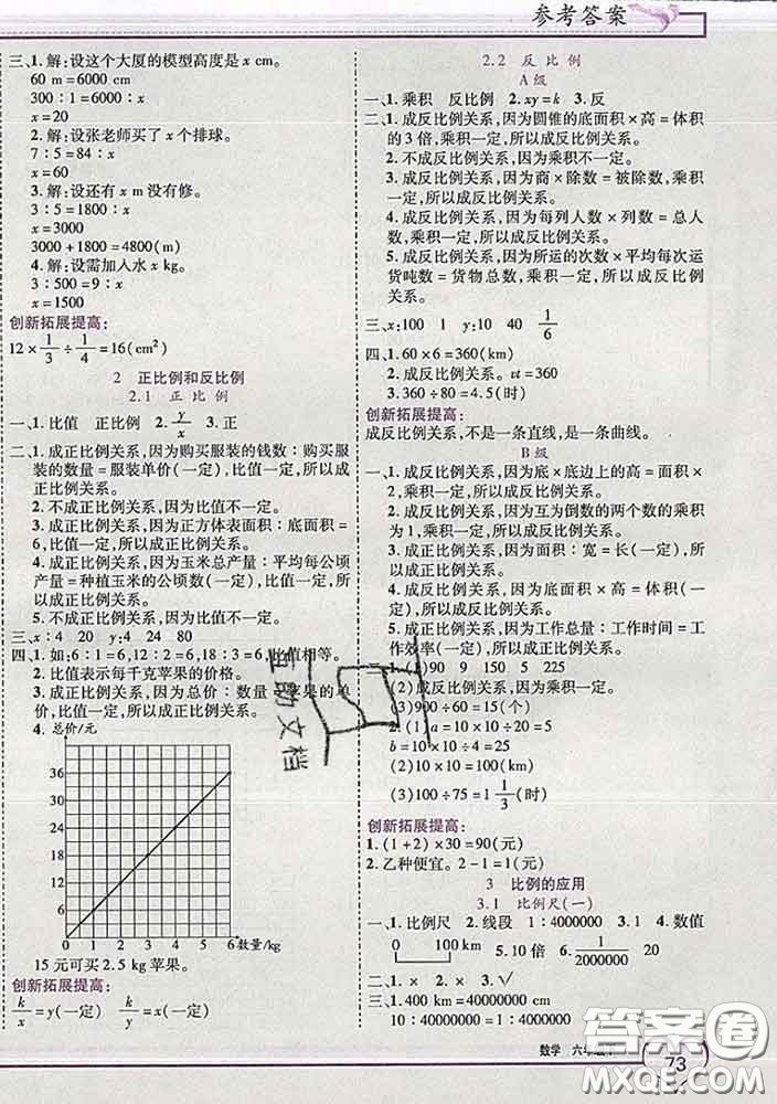 2020新版新全優(yōu)全優(yōu)備考六年級(jí)數(shù)學(xué)下冊(cè)人教版答案