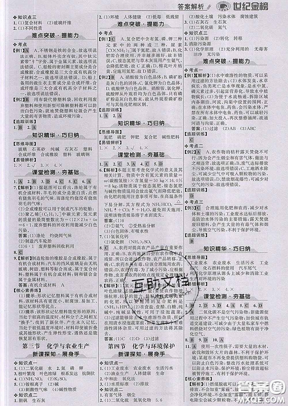 2020新版世紀(jì)金榜金榜學(xué)案九年級(jí)化學(xué)下冊(cè)魯教版答案