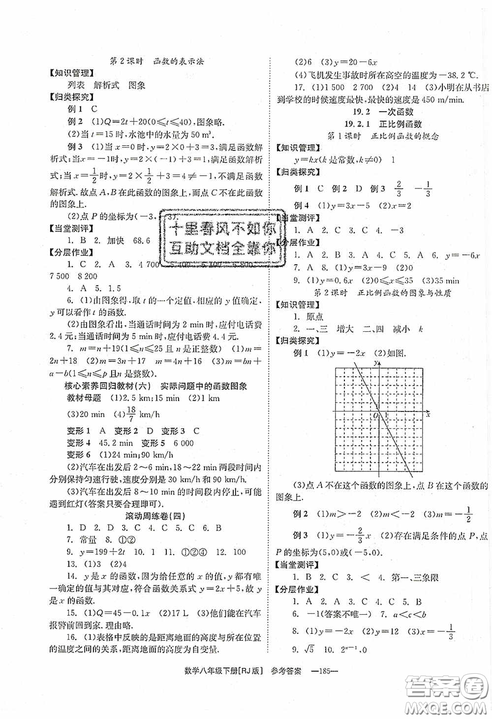 北京時(shí)代華文書局2020全效學(xué)習(xí)學(xué)業(yè)評(píng)價(jià)方案八年級(jí)數(shù)學(xué)下冊(cè)人教版答案