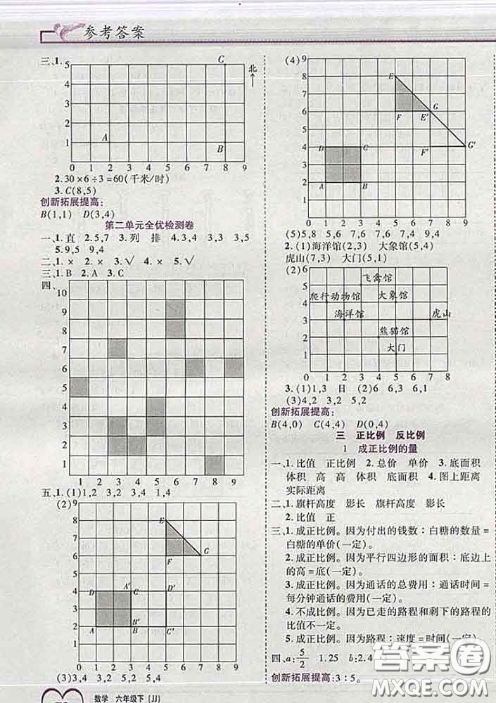 2020新版新全優(yōu)全優(yōu)備考六年級數(shù)學(xué)下冊冀教版答案