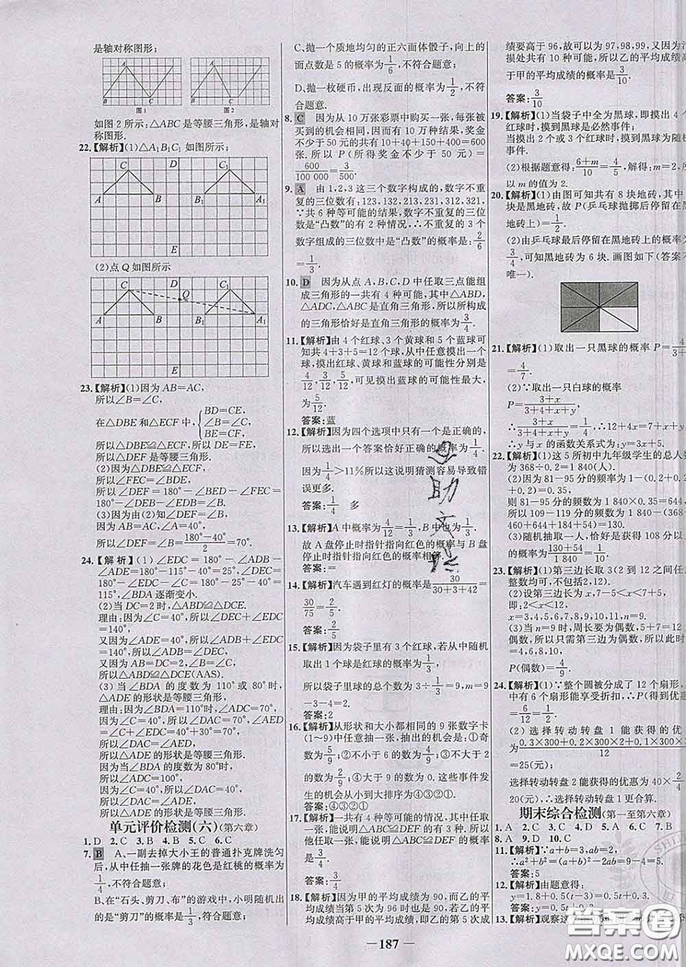 2020春世紀(jì)金榜百練百勝七年級(jí)數(shù)學(xué)下冊(cè)北師版答案