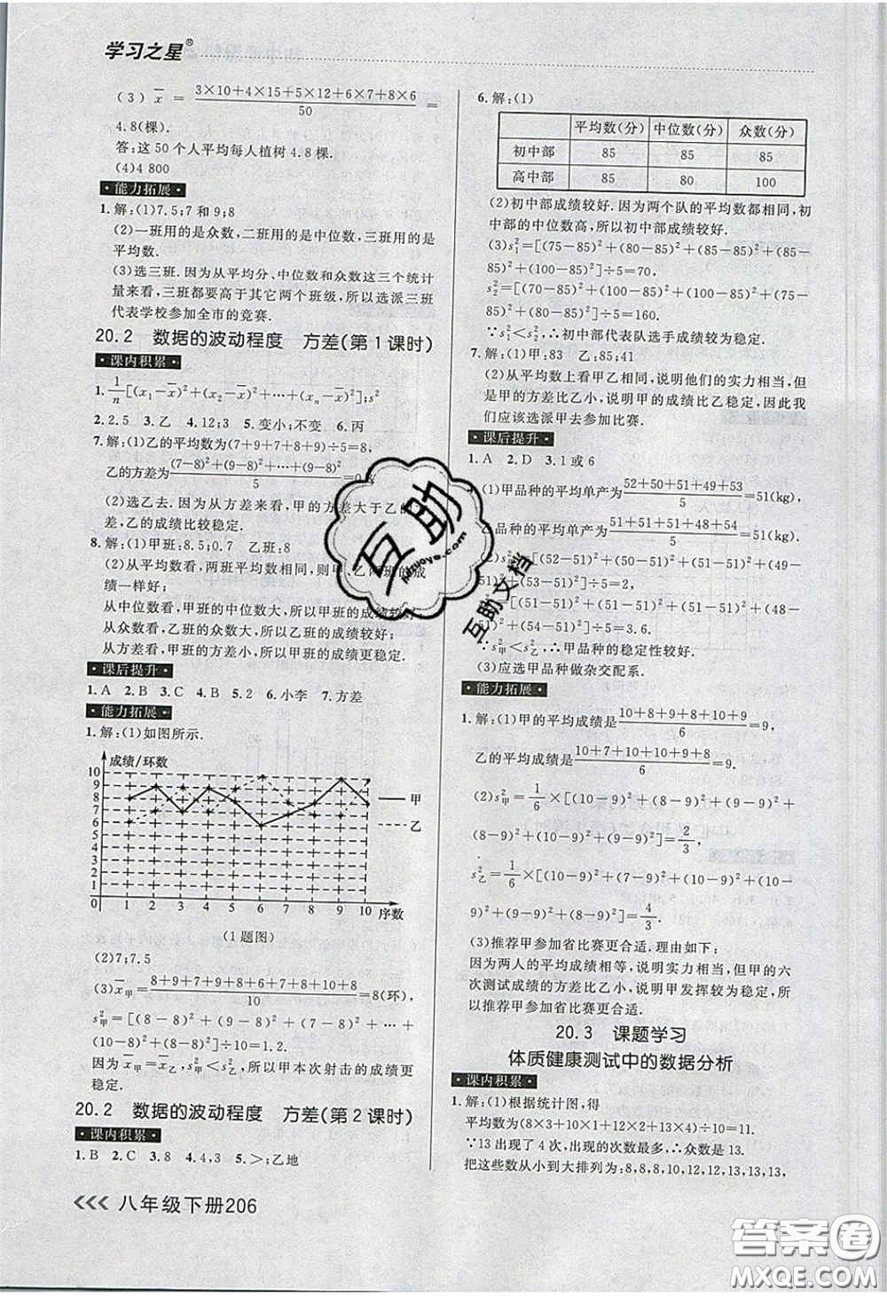 2020年學(xué)習(xí)之星課課幫大連市中學(xué)生同步作業(yè)八年級數(shù)學(xué)下冊人教版答案