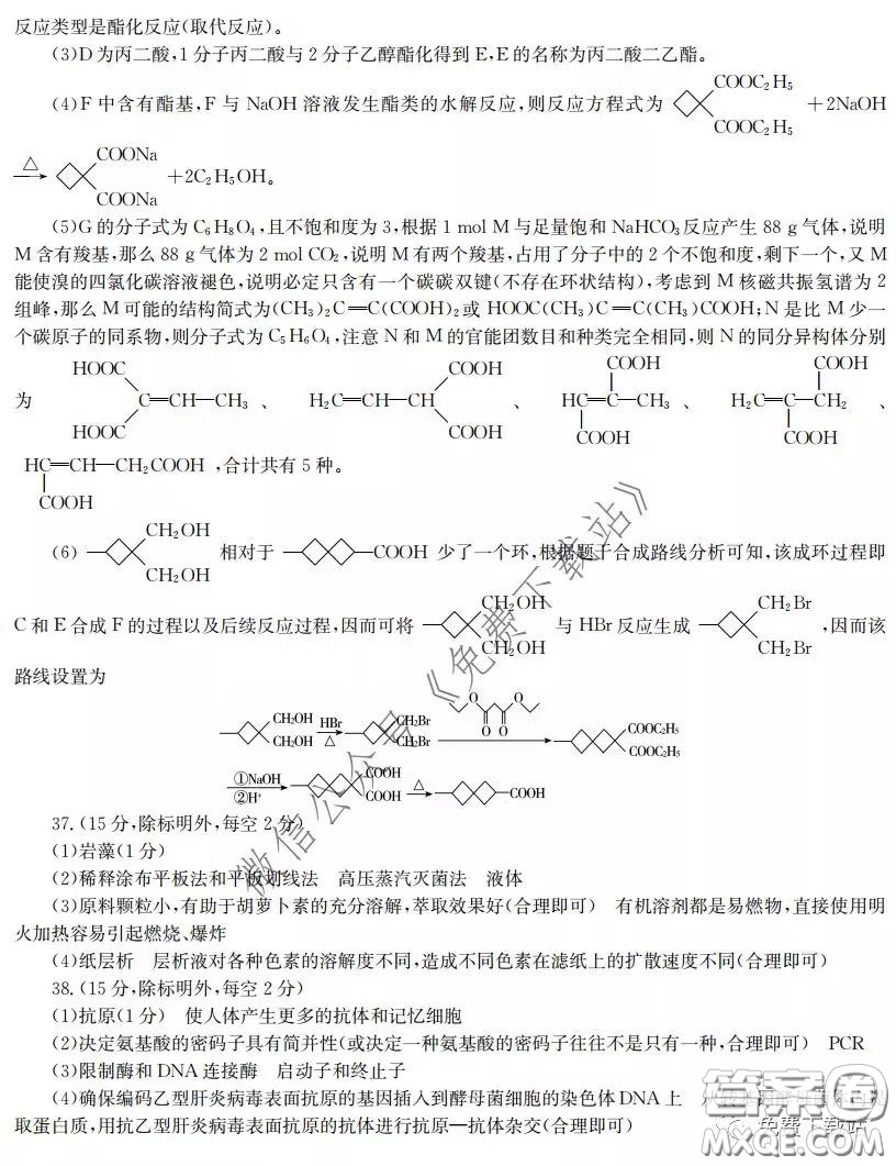 江淮名校2020年普通高等學(xué)校招生全國(guó)統(tǒng)一考試最新模擬卷二理科綜合試題及答案