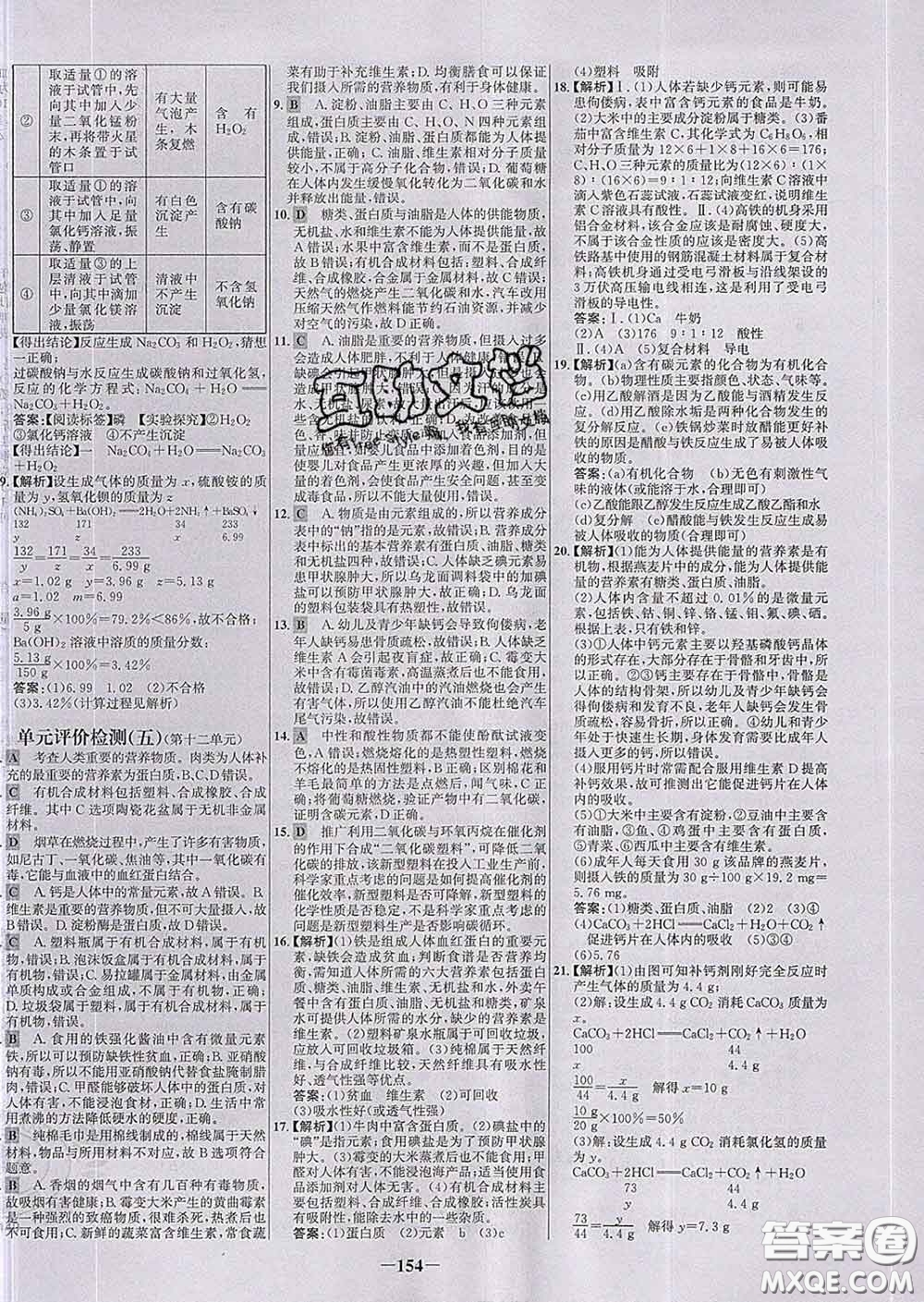 2020春世紀金榜百練百勝九年級化學(xué)下冊人教版答案