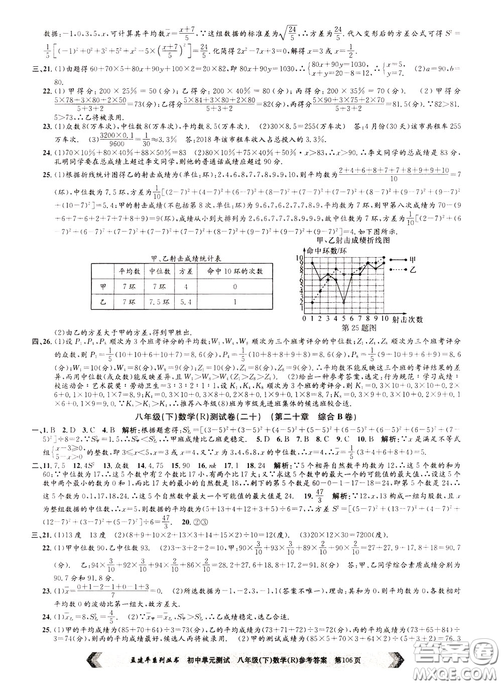 孟建平系列叢書2020年初中單元測(cè)試數(shù)學(xué)八年級(jí)下冊(cè)R人教版參考答案