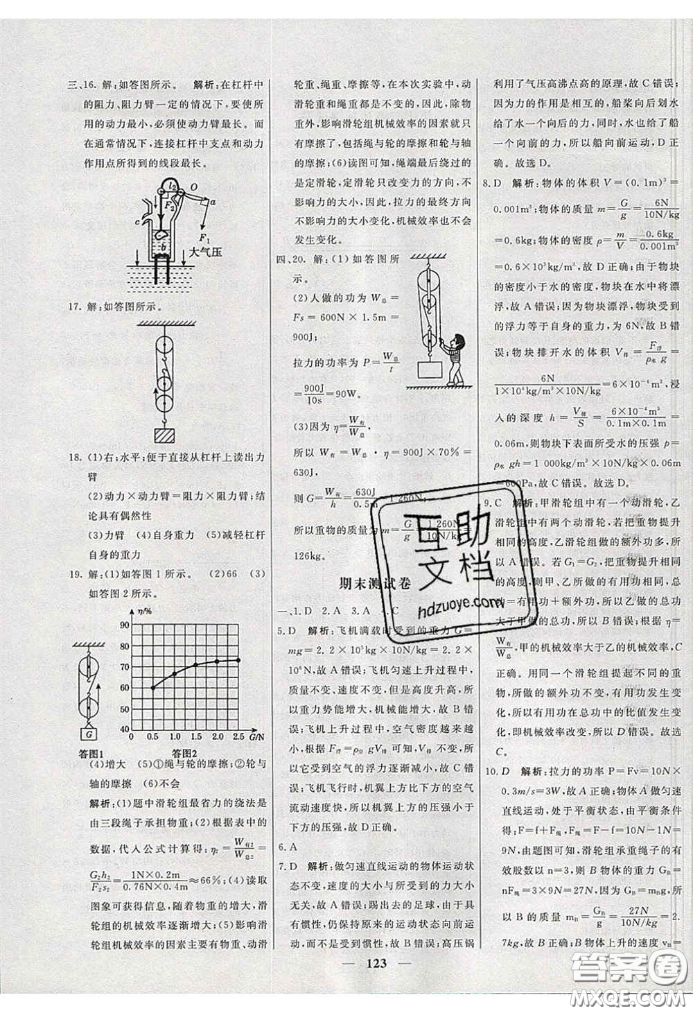 2020年名校學(xué)案高效課時(shí)練八年級(jí)物理下冊(cè)人教版答案