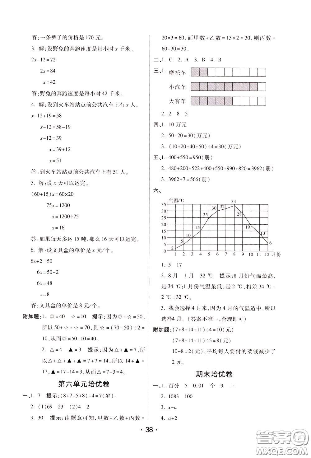 2020年黃岡同步練黃岡培優(yōu)卷數(shù)學(xué)4年級(jí)下冊(cè)BS北師版參考答案