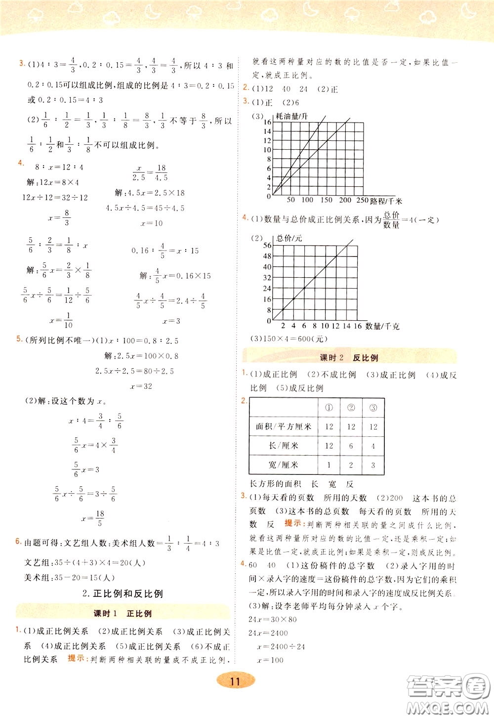 2020年黃岡同步練一日一練數(shù)學(xué)6年級(jí)下冊(cè)RJ人教版參考答案