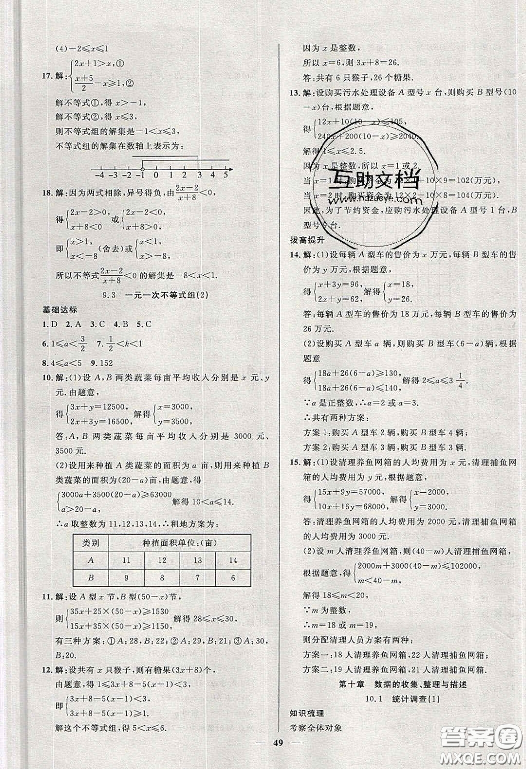 2020年春高分計(jì)劃中考版創(chuàng)新作業(yè)七年級(jí)數(shù)學(xué)下冊(cè)人教版答案