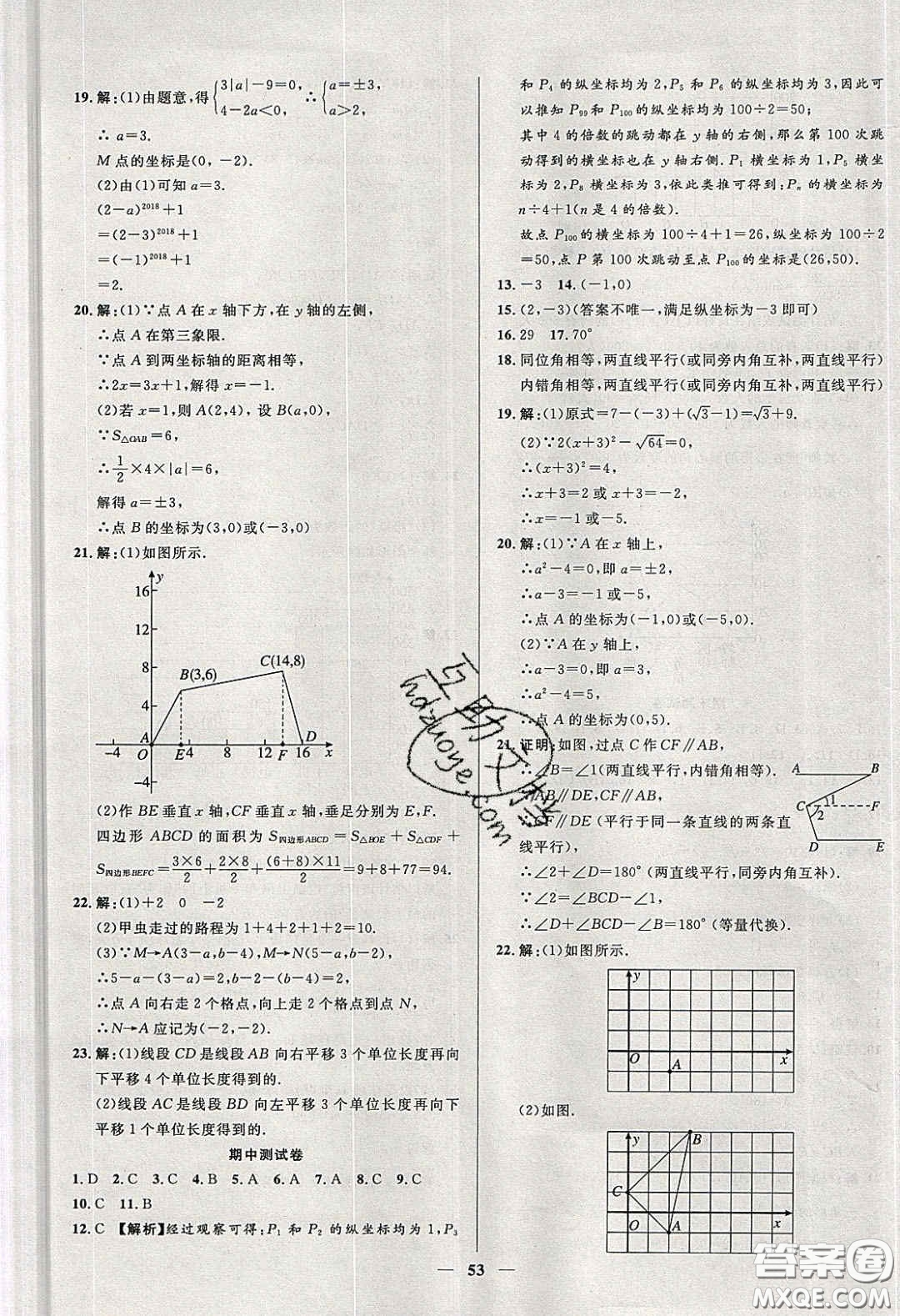 2020年春高分計(jì)劃中考版創(chuàng)新作業(yè)七年級(jí)數(shù)學(xué)下冊(cè)人教版答案