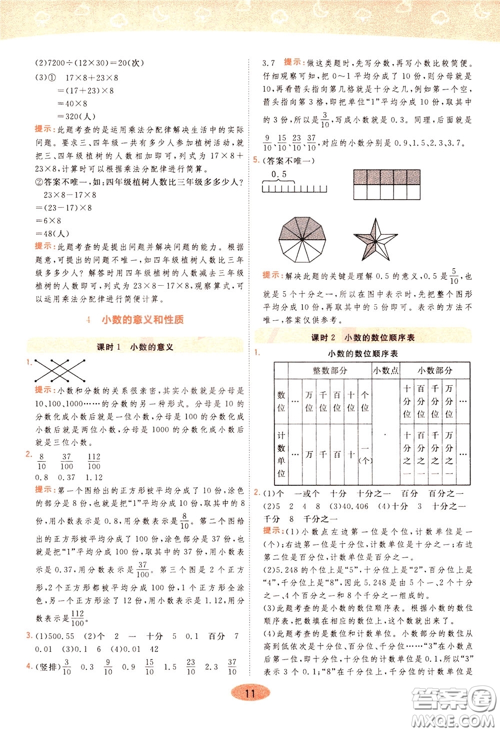 2020年黃岡同步練一日一練數(shù)學(xué)4年級下冊RJ人教版參考答案