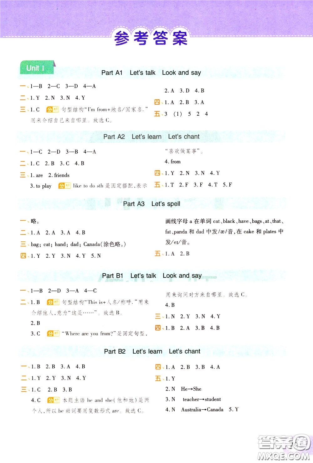 2020年黃岡同步練一日一練三年級起點(diǎn)英語3年級下冊PEP人教版參考答案